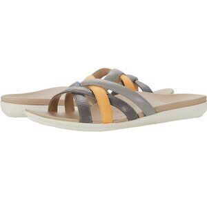 💥SOLD Vionic Womens Mirage Dava Sandal Gray Orange Leather Slip On Size 7.5 New